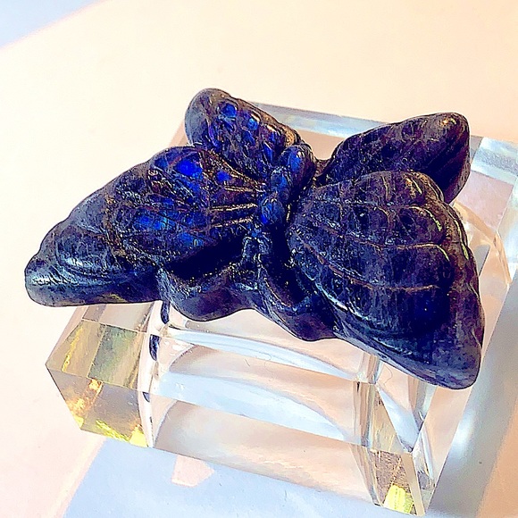 BUTTERFLY 🦋 BLUE LABRADORITE CARVED CRYSTAL - Picture 6 of 8